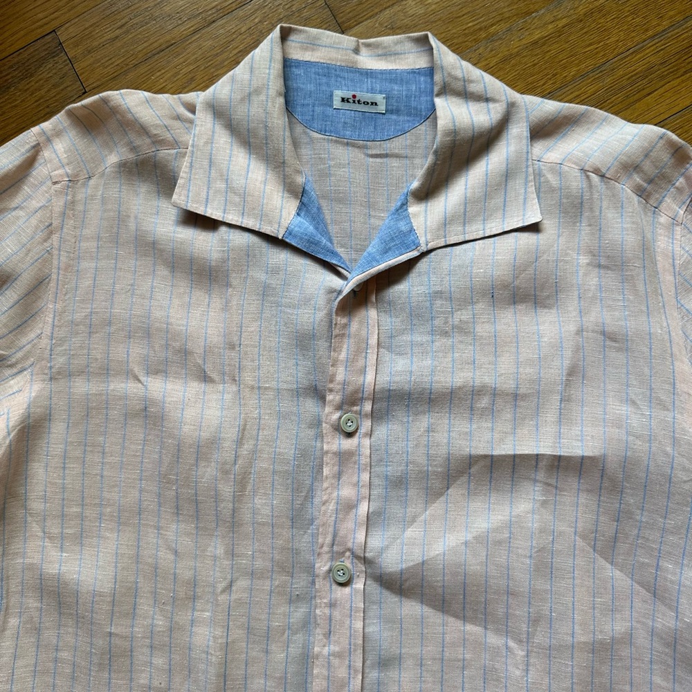 Kitton men’s small linen shirt pink